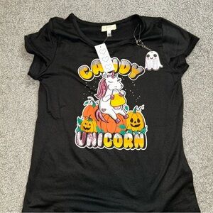Candy Unicorn Halloween Kids Tee - Black